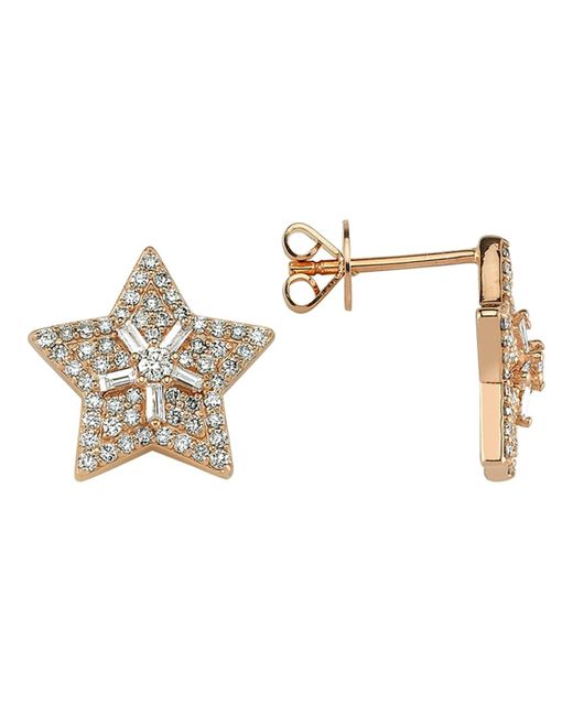 BeeGoddess Metallic 14k Rose Gold Diamond Sirius Stud Earrings