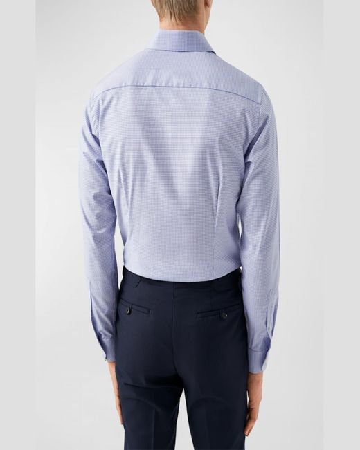 Eton of Sweden Blue Cotton Micro-Check Dress Shirt for men