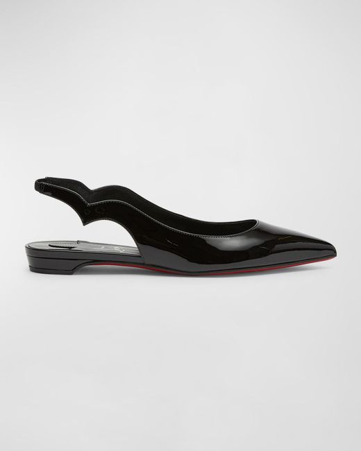 Christian Louboutin Black Hot Chickita Patent Sole Slingback Flats