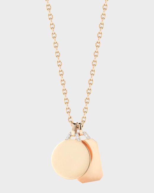 Walters Faith White Rose Gold Plain Circle And Diamond Small Tablet Charm Necklace