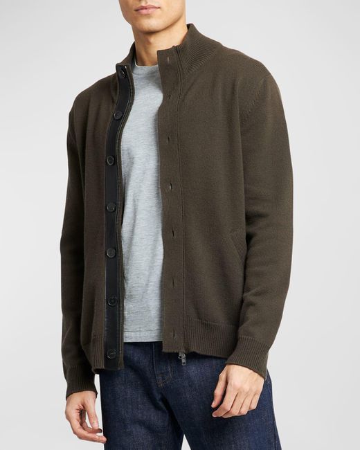 Brioni Gray Full-Zip Cashmere Cardigan Sweater for men
