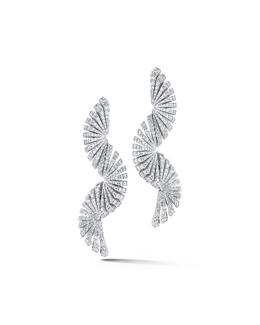 Miseno White Ventaglio 18k Long Diamond Fan-drop Earrings