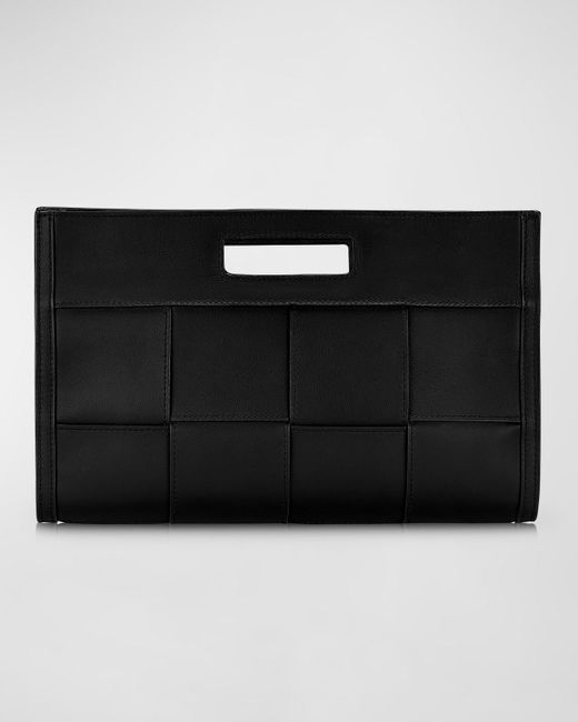 Gigi New York Black Remy Woven Leather Clutch Bag