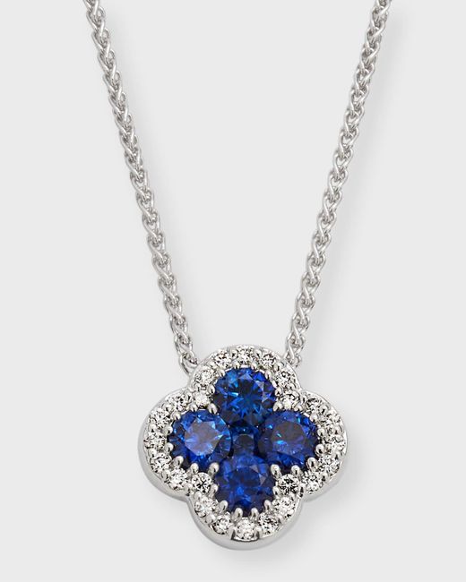Neiman Marcus 18k White Gold Diamond And Sapphire Pendant Necklace