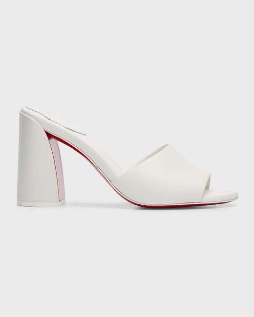 Christian Louboutin White Jane Leather Sole Mule Sandals