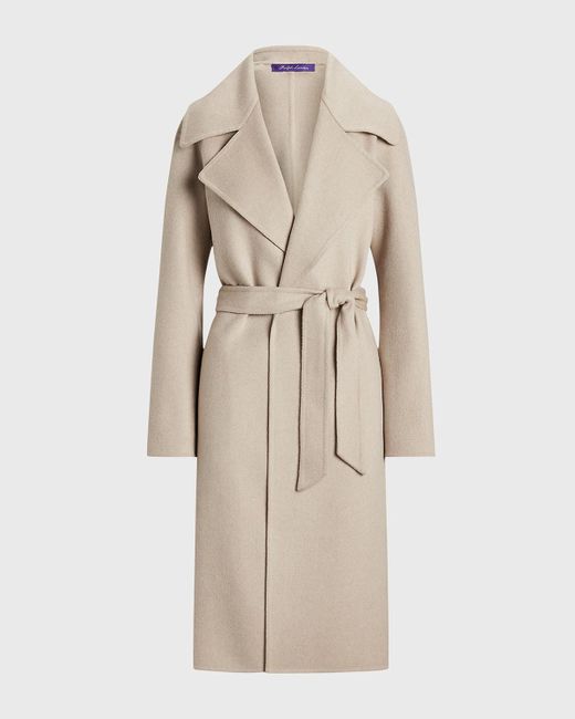 Ralph Lauren Natural Leonarda Belted Cashmere Wrap Coat