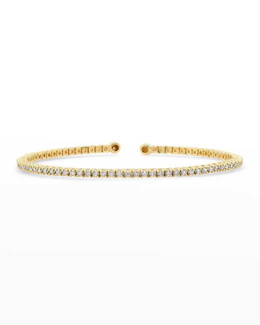 Jennifer Meyer White Yellow Gold Small 4-prong Diamond Cuff Bracelet