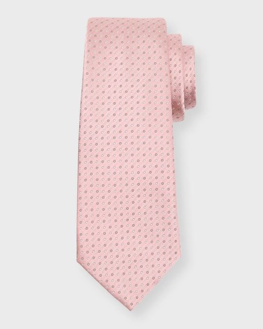 Giorgio Armani Pink Silk Jacquard Polka Dot Tie for men