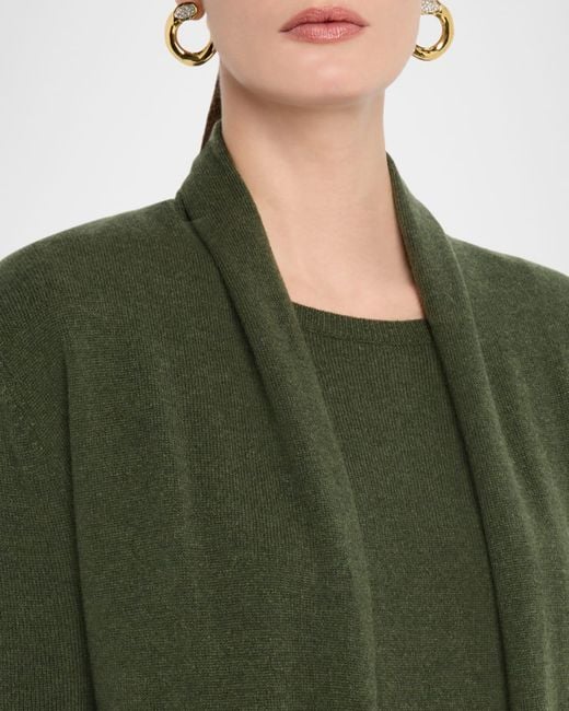 Neiman Marcus Green Cashmere Basic Open Cardigan