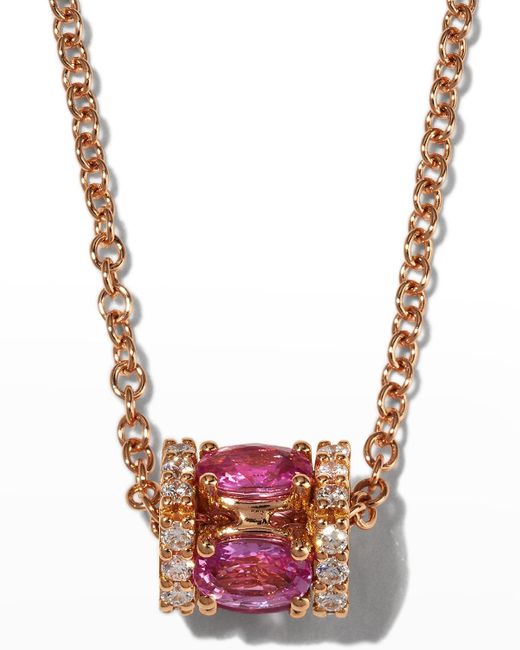 Miseno White 18k Rose Gold Pink Sapphire Necklace With Diamonds