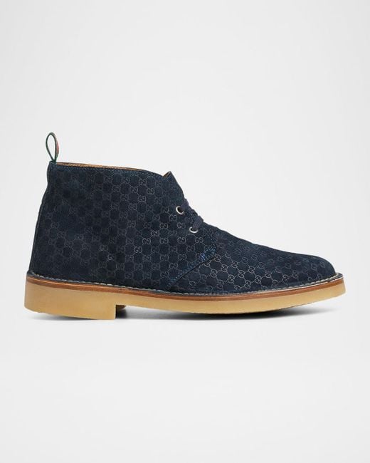 Gucci Brown Moreau Gg Suede Lace-Up Ankle Boots for men