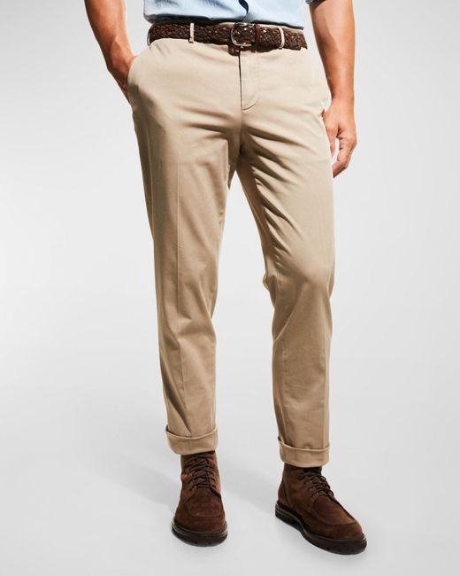 Brunello Cucinelli Natural Stretch-twill Tapered Pants for men