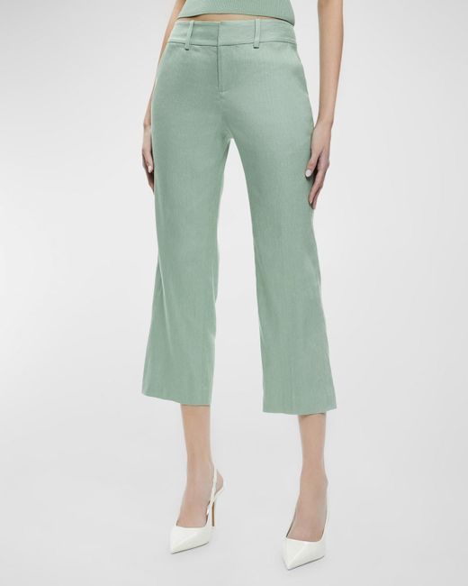Alice + Olivia Green Janis Low-Rise Cropped Flare Pants
