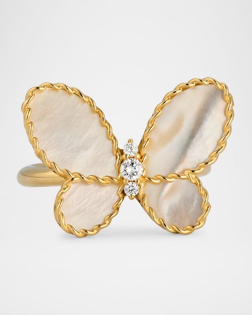 Roberto Coin Natural 18K Jasmine Diamond And Mop Butterfly Ring