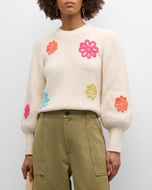 Rails Natural Romy Daisy Embroidered Sweater