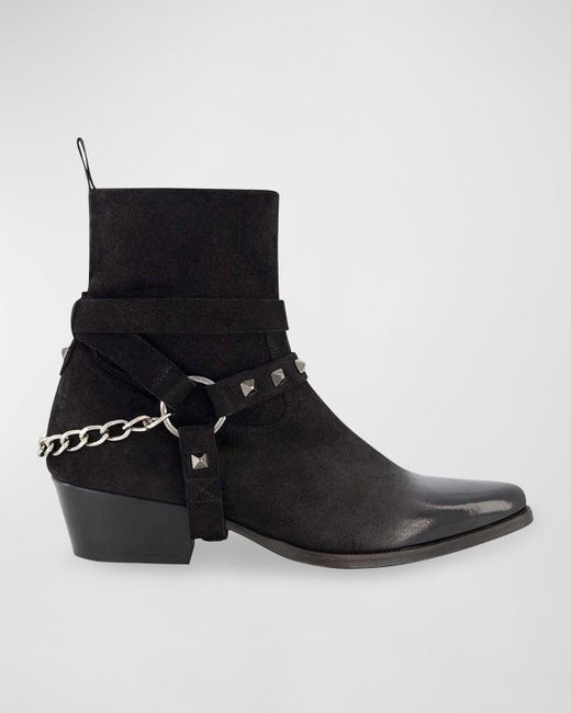 Karl Lagerfeld Black Suede Harness Chain Boots for men