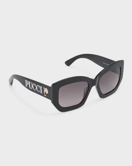 Emilio Pucci Multicolor Oversized Logo Acetate & Metal Sunglasses