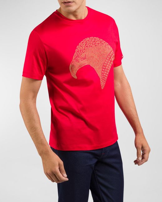 Stefano Ricci Red Eagle Crewneck T-shirt for men