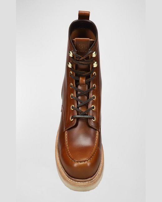 Frye Brown Hudson Leather Lace-Up Work Boots for men