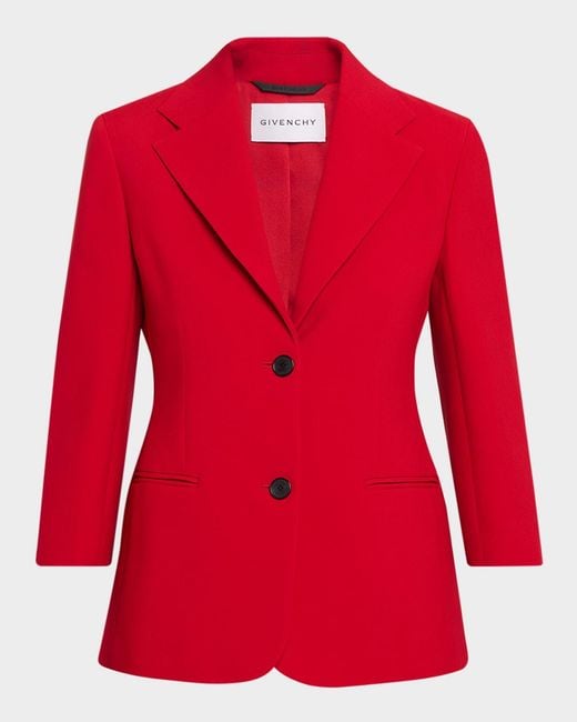 Givenchy Red Single-Breasted Blazer Jacket
