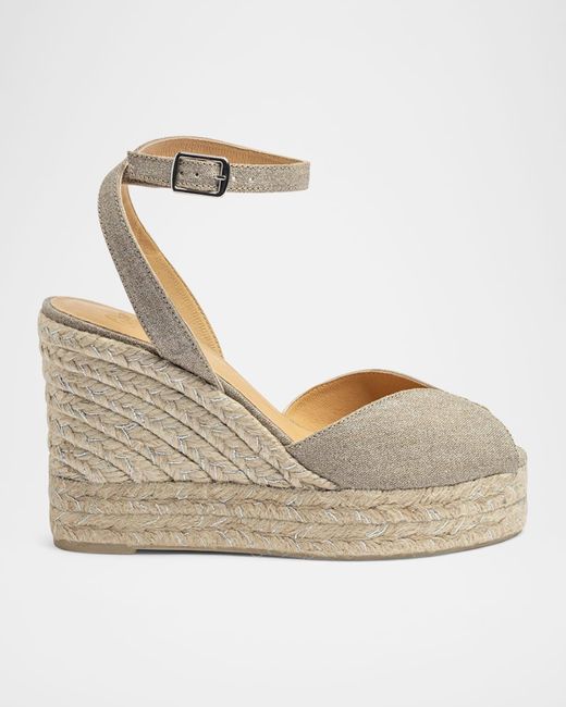 Castaner White Blossom Simmer Canvas Wedge Espadrilles