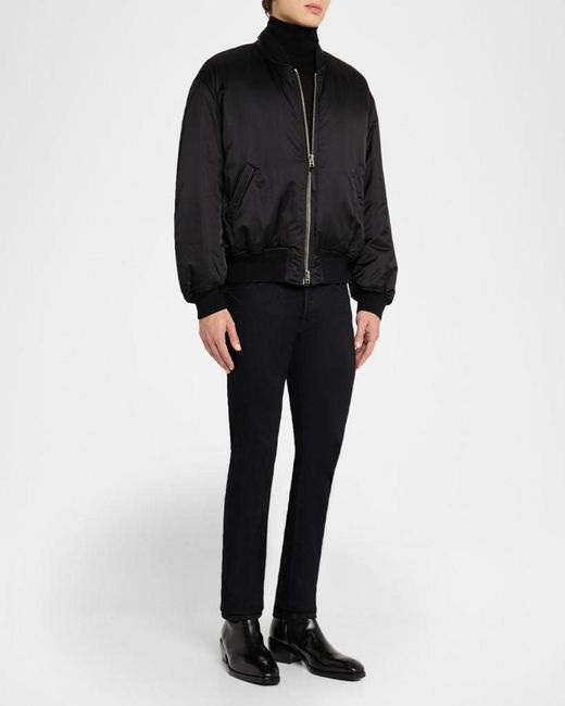 Tom Ford Black Apos;S Silk Satin Bomber Jacket for men