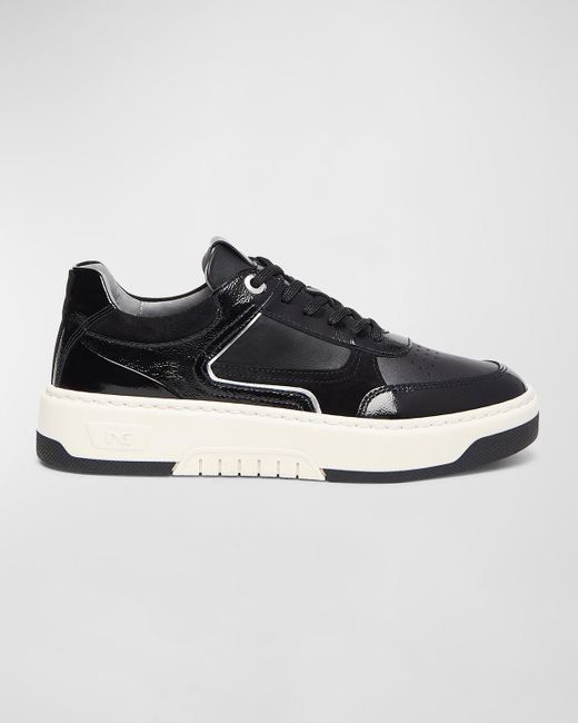 Nero Giardini Blue Clean Mixed Leather Low-Top Sneakers