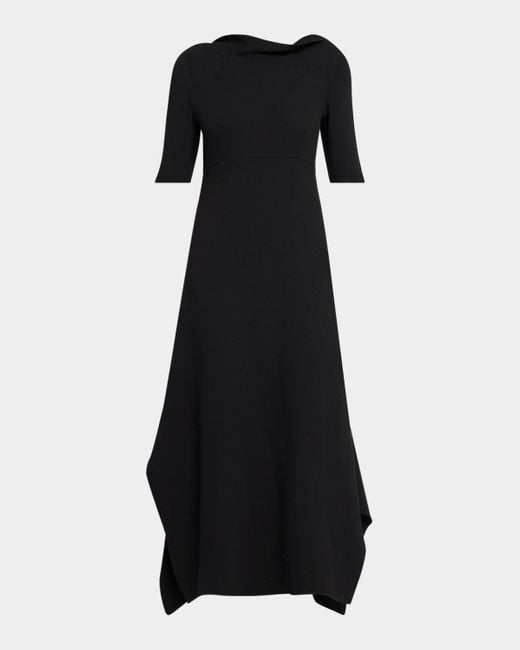 The Row Black Faede Draped Back Long Silk Dress