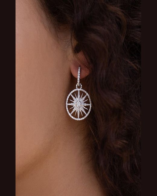 Sheryl Lowe Metallic Open Star Diamond Huggie Earrings