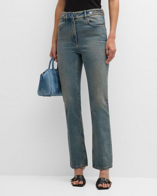 Givenchy Blue Bootcut Jeans With 4G Chain Detail