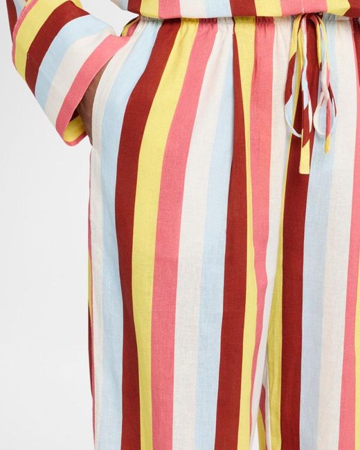 Solid & Striped Red The Ashling Striped Linen Pants