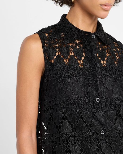 FRAME The Deco Lace Mini Dress in Black | Lyst
