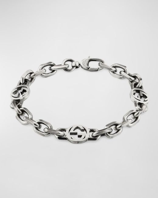 Gucci Metallic Interlocking G Chain Bracelet, 6.7"l for men