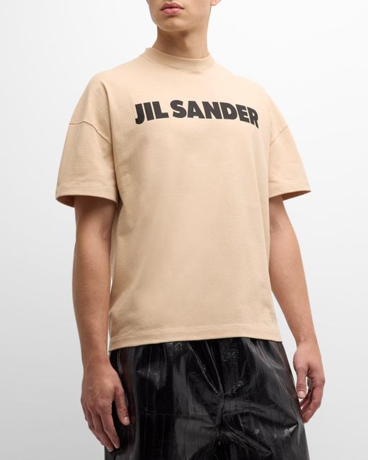 Jil Sander Natural Short-Sleeve Logo-Print T-Shirt for men