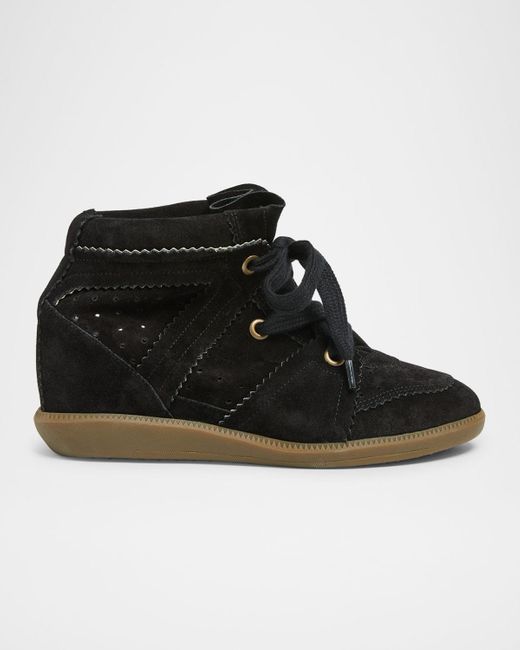 Isabel Marant Black Bobby Suede Wedge Sneakers