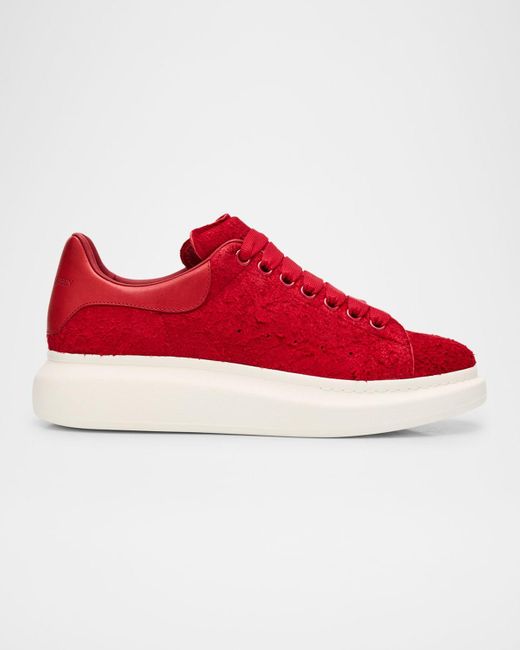 Alexander McQueen Red Larry Suede Oversized Low-Top Sneakers for men
