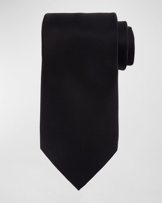 Stefano Ricci Black Solid Silk Satin Tie for men