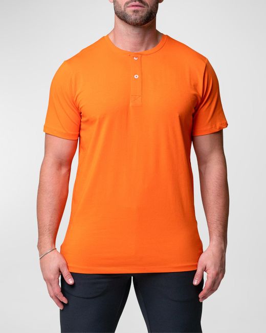 Maceoo Orange Core Henley Shirt for men