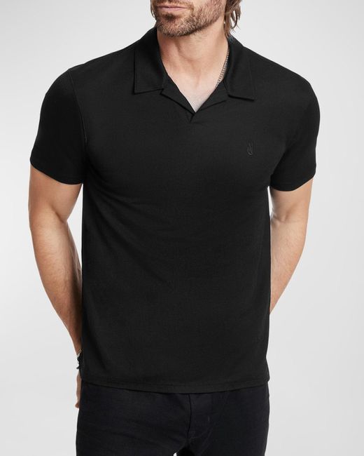 John Varvatos Black Leroy Pique Polo Shirt for men