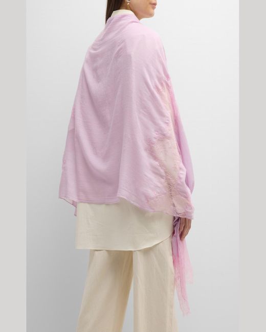 Bindya Accessories Pink Lace Cashmere & Silk Evening Wrap