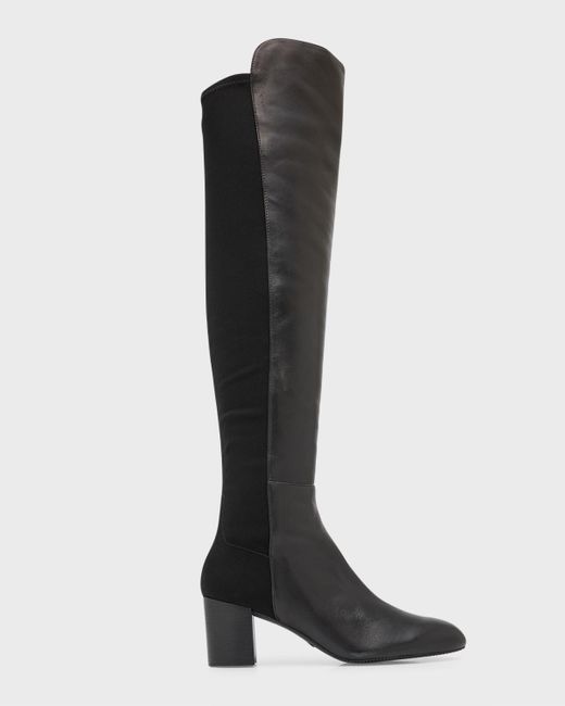 Stuart Weitzman Black Stretch Leather Over-The-Knee Boots