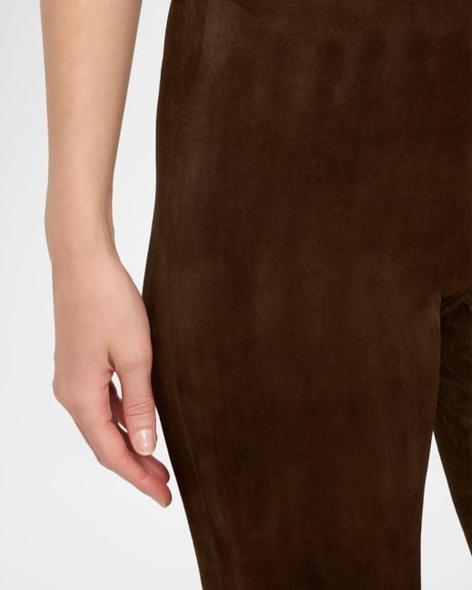Vince Brown Suede Split-Hem Cropped Pant
