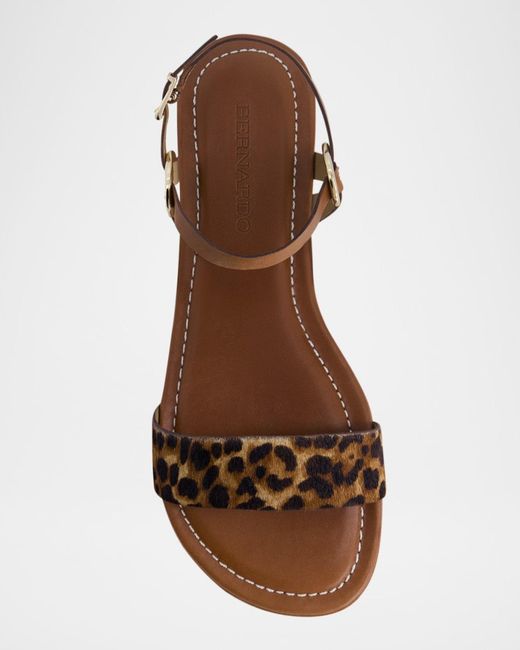 Bernardo Brown Henre Leopard Flat Slingback Sandals