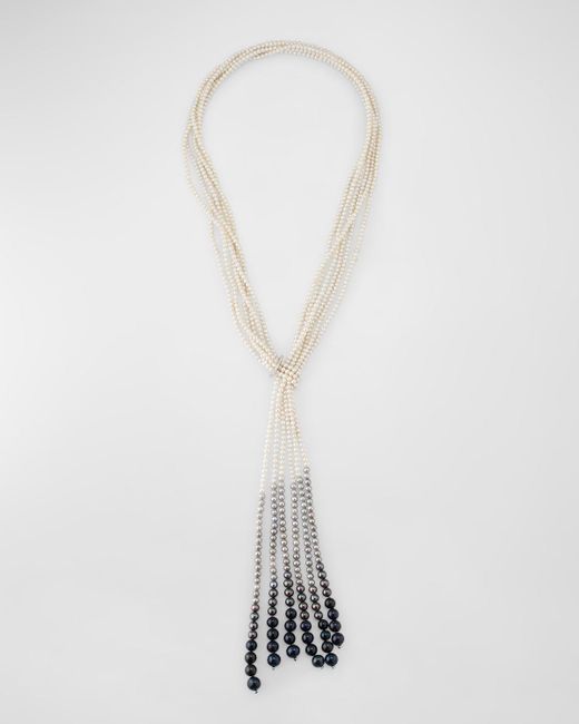 Utopia White 18K Necklace With Diamonds And Multihued Pearls