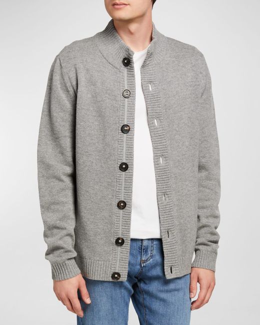 Fisher + Baker Gray Palmer Stand-collar Cardigan for men