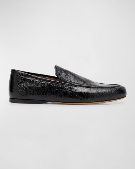 Khaite Black Alessia Leather Slip-On Loafers