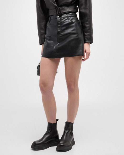 FRAME Black High N Tight Recycled Leather Mini Skirt