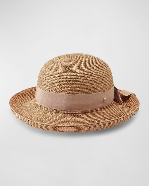 Helen Kaminski Natural Braided Raffia Sun Hat With Grosgrain Bow