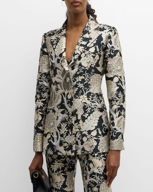 Carolina Herrera Multicolor Single-Breasted Brocade Blazer Jacket