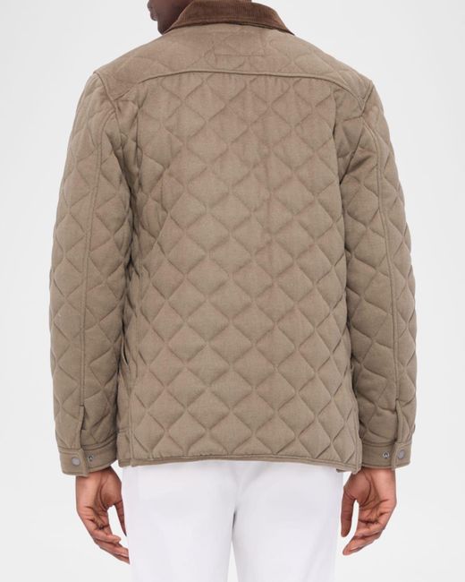 Bugatchi Brown Apos;S Concealed-Zip Quilted Jacket for men